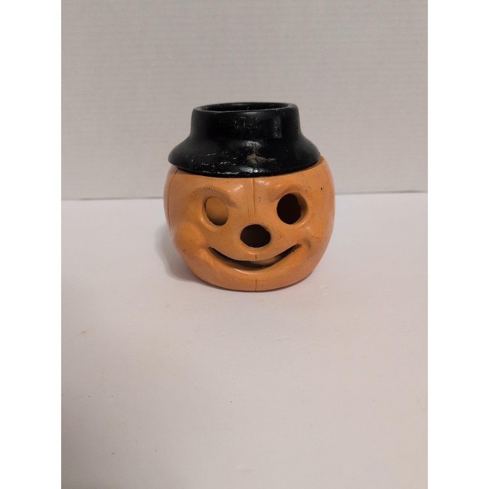 Vintage Ceramic Jack O Lantern Pumpkin Little Dupling Halloween Candle Holder